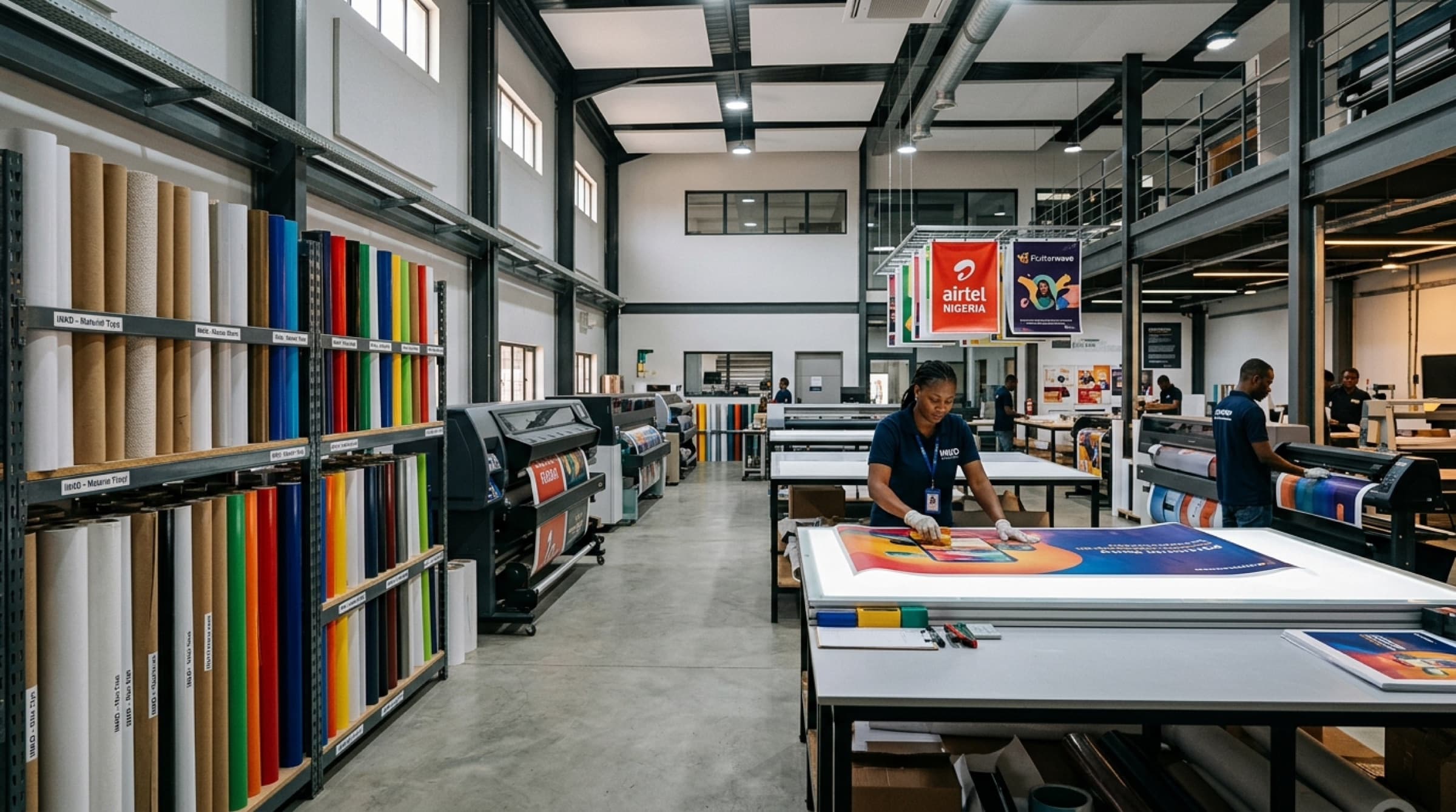 Wide-format printers running on the INKD production floor